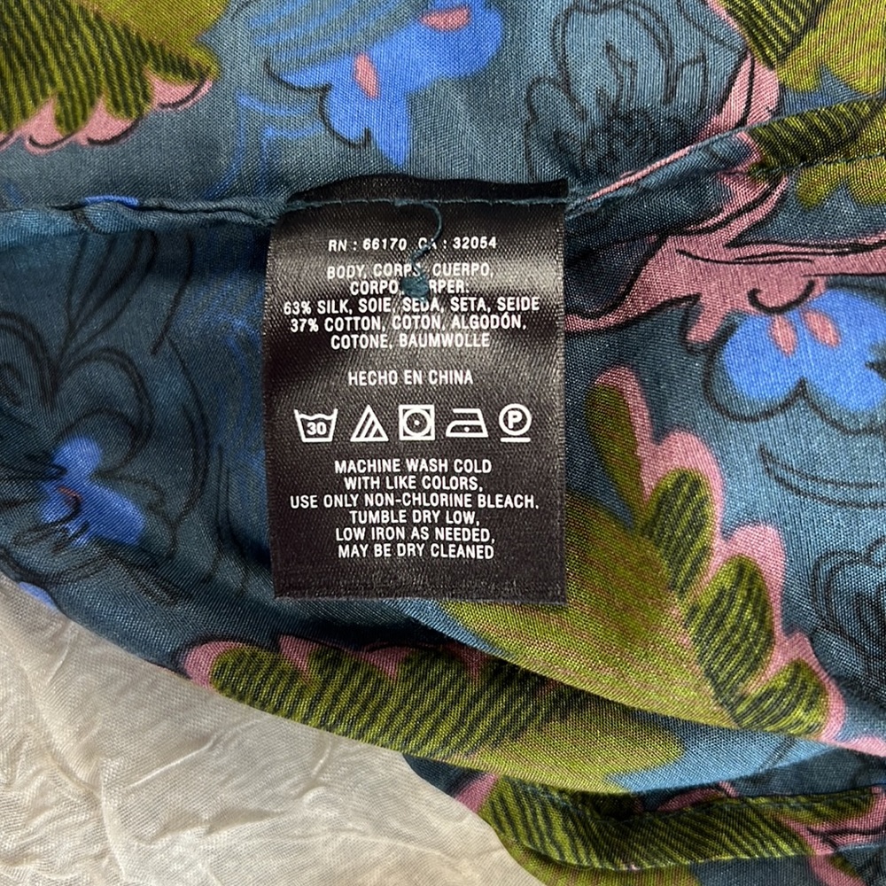 Vanessa Virginia Anthropologie Blue/Green Floral Print Peplum Blouse Size 0 - Picture 10 of 15